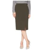 Tahari By Asl Bi-stretch Pencil Skirt With Front Slit (olive) Women's Skirt