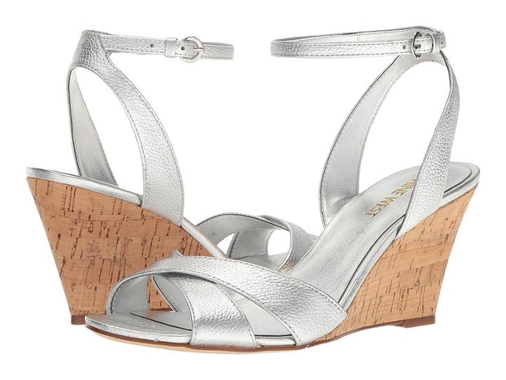 Nine West Kami Wedge Sandal (silver Metallic) Women's Shoes