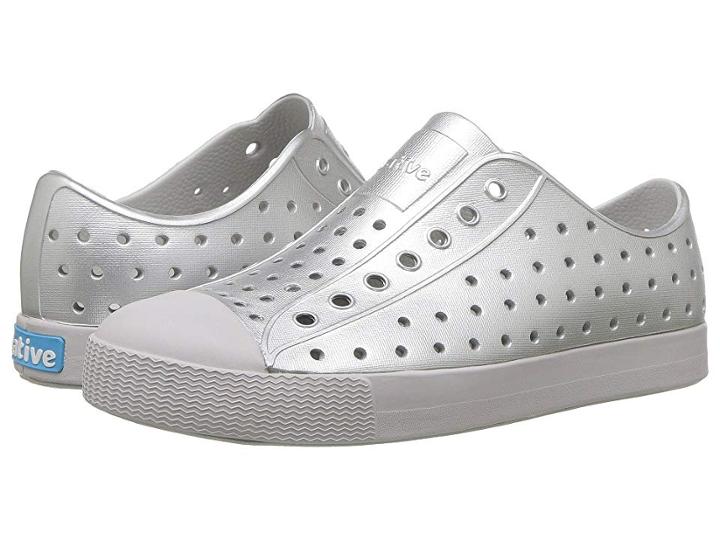 Native Kids Shoes Jefferson Metallic (little Kid) (silver Metallic/mist Grey) Girls Shoes