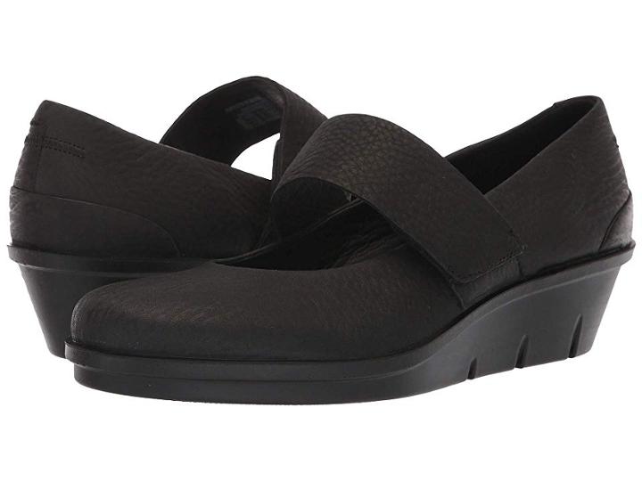 Ecco Skyler 45 Wedge Mary Jane (black Cow Nubuck) Women's Wedge Shoes