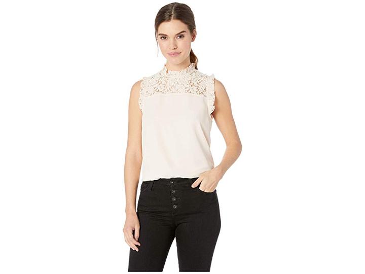 Bb Dakota Tea Time Lace Yoke Top (cream) Women's Clothing