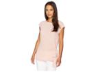 Vince Camuto Short Sleeve Mix Media Tie Front Blouse (pink Fawn) Women's Clothing