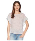Two By Vince Camuto Floral Woven Front Top (french Peach) Women's Clothing