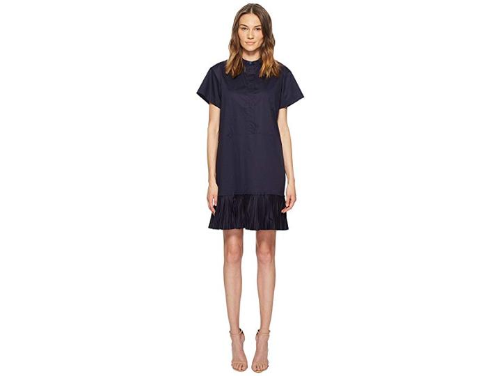 Paul Smith Stretch Cotton Dress W/ Bib Detail (blue) Women's Dress