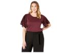 Michael Michael Kors Plus Size Velvet Flutter Sleeve Tee (cordovan) Women's T Shirt