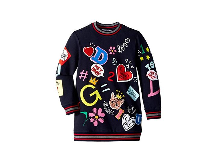 Dolce & Gabbana Kids Blackboard Sweatshirt (toddler/little Kids) (dark Blue) Girl's Sweatshirt