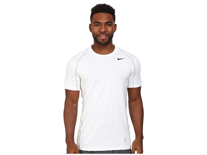 Nike Pro Short Sleeve Training Top (white/matte Silver/black) Men's Short Sleeve Pullover