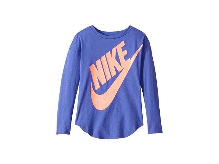 Nike Kids Jumbo Futura Long Sleeve Tee (little Kids) (rush Violet) Girl's Clothing