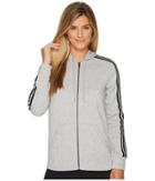 Adidas Essentials Cotton Fleece 3s Full Zip Hoodie (medium Grey Heather/black) Women's Sweatshirt
