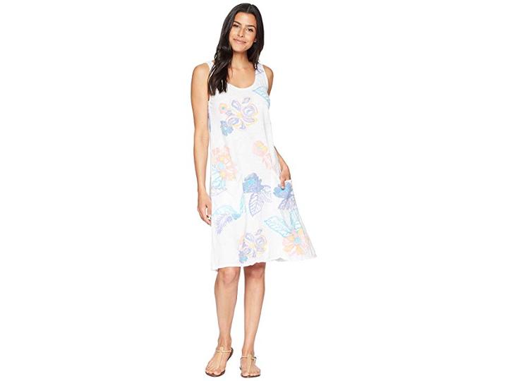 Fresh Produce Summer Floral Drape Dress (white) Women's Dress