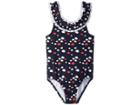 Janie And Jack Ruffle One-piece Swimsuit (toddler/little Kids/big Kids) (navy Fish) Girl's Swimsuits One Piece