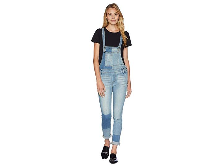 Miss Me Cuffed Skinny Overalls (medium Blue) Women's Overalls One Piece