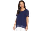 Michael Michael Kors Back Cut Out Short Sleeve Top (true Navy) Women's Clothing