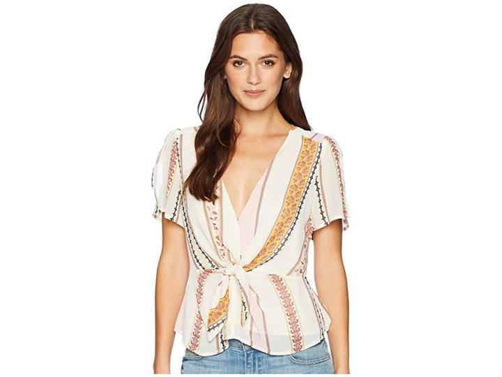 Astr The Label Candice Top (cream Floral Stripe) Women's Clothing