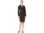 Le Suit Two-button Notch Collar Pindot Skirt Suit (black/white) Women's Suits Sets