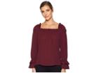 Cece Long Sleeve Square Neck Blouse W/ Tiered Ruffle Cuff (deep Claret) Women's Blouse