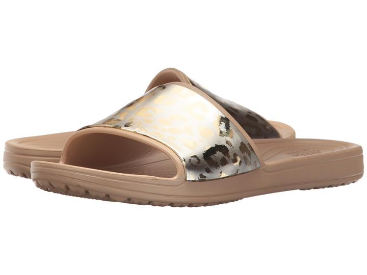Crocs Sloane Graphic Metallic Slide (gold/gold) Women's Shoes