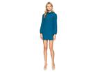 Tahari By Asl Petite Long Split Sleeve Crepe Shift With Roll Neckline (ocean Teal) Women's Dress