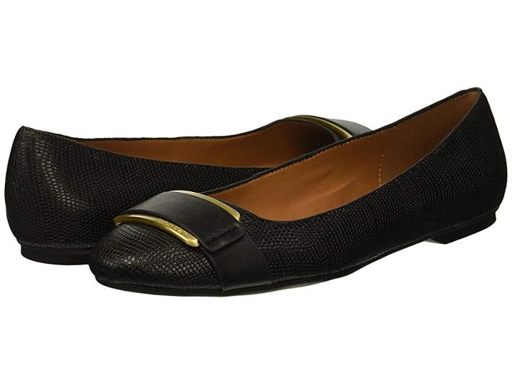 Calvin Klein Oneta (black Shiny Lizard/cow Silk) Women's Shoes