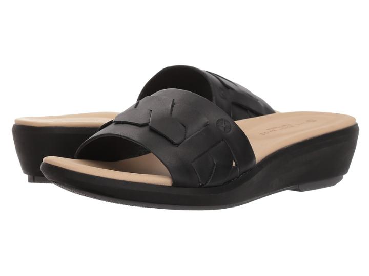 Hush Puppies Lyricale Braid Slide (black Leather) Women's Slide Shoes