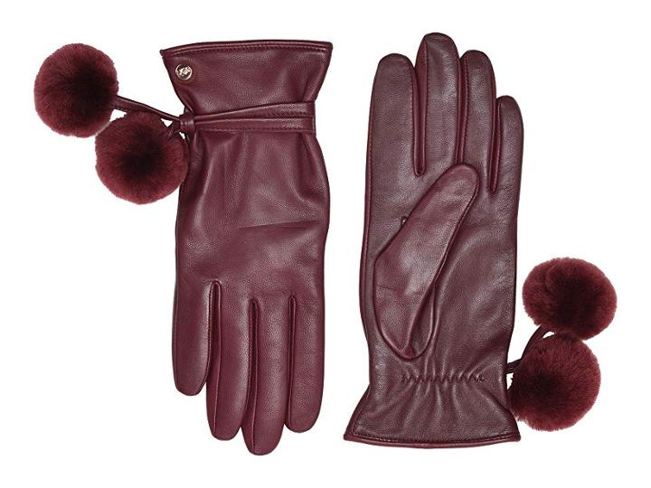 Ugg Sheepskin Pom And Leather Tech Gloves (port) Extreme Cold Weather Gloves