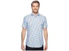 Bugatchi Shaped Fit Vacation Mode Woven Shirt (dusty Blue) Men's Short Sleeve Button Up