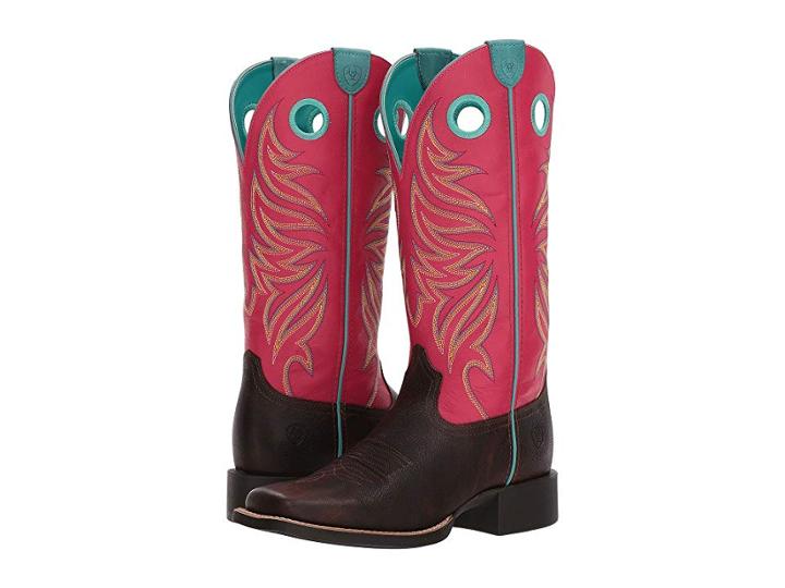 Ariat Round Up Ryder (yukon Chocolate/magenta) Cowboy Boots