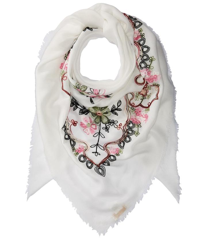 Collection Xiix Swirly Floral Embroidered Square (neutral) Scarves