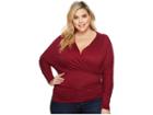 Kiyonna Femme Faux Wrap Top (wine) Women's Long Sleeve Pullover