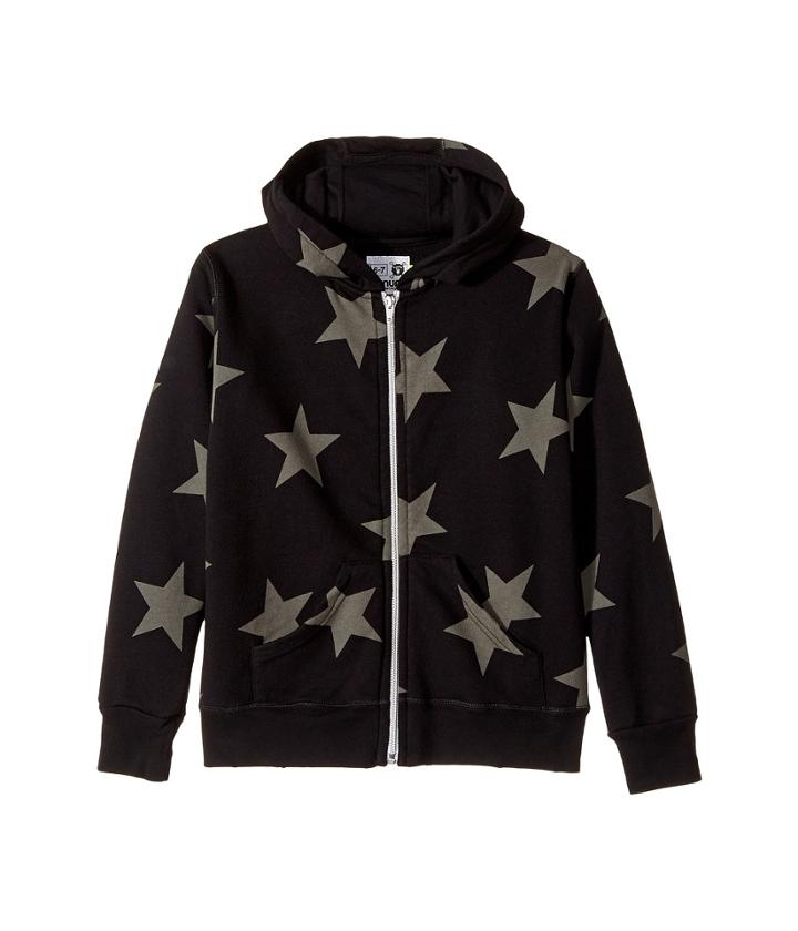 Nununu Star Zip Hoodie (little Kids/big Kids) (black) Boy's Sweatshirt