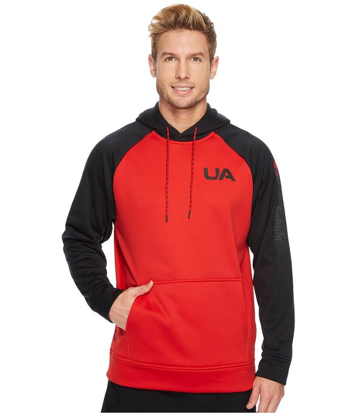 Under Armour Armour Fleece Color Block Pullover Hoodie (red/black) Men's Sweatshirt