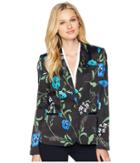 Calvin Klein Floral One-button Jacket (lagoon Multi) Women's Coat