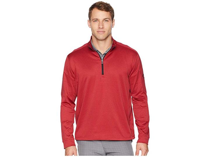 Callaway Heather Waffle-fleece 1/4 Zip Midlayer (tango Red Heather) Men's Clothing