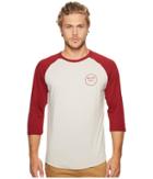 Brixton Wheeler 3/4 Sleeve Tee (stone/burgundy) Men's Long Sleeve Pullover