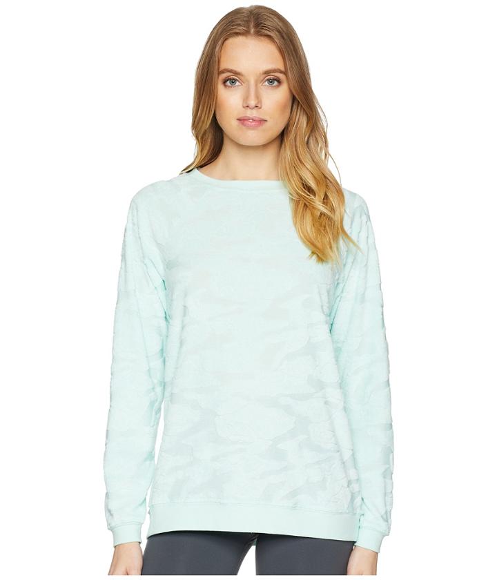 Jessica Simpson Thewarmup Embossed Camo Pullover (mint Jewel) Women's Sweatshirt
