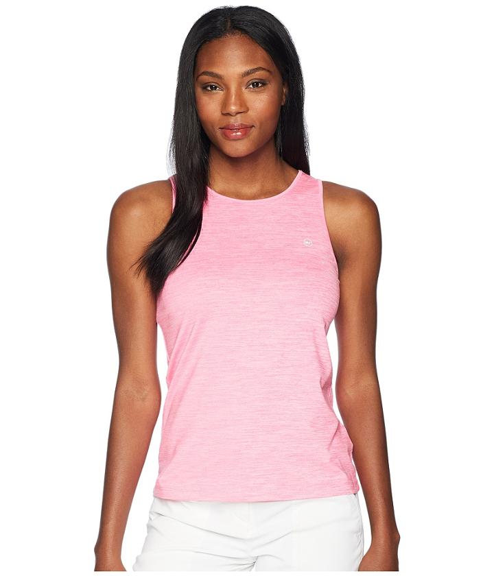 Vineyard Vines Golf Heather Sport Peekaboo Tank Top (malibu Pink) Women's Sleeveless