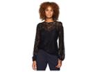 Michael Michael Kors Lace Waist Long Sleeve Top (black) Women's Clothing