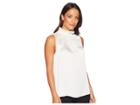Vince Camuto Sleeveless Yoryu Satin Ruffle Smocked Neck Blouse (antique White) Women's Blouse