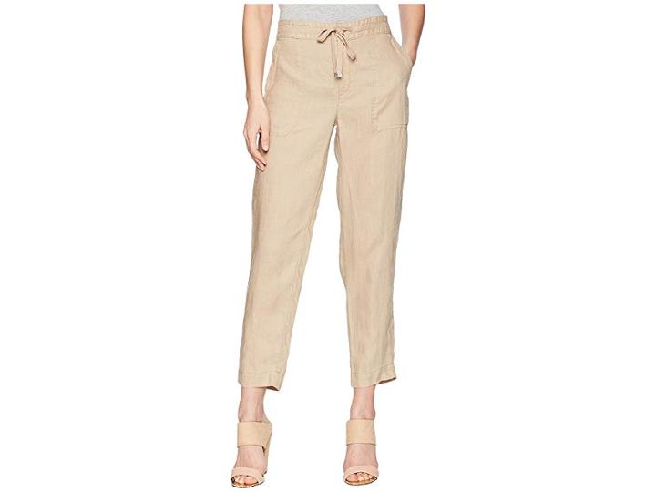 Lauren Ralph Lauren Straight Linen Pants (birch Tan) Women's Casual Pants
