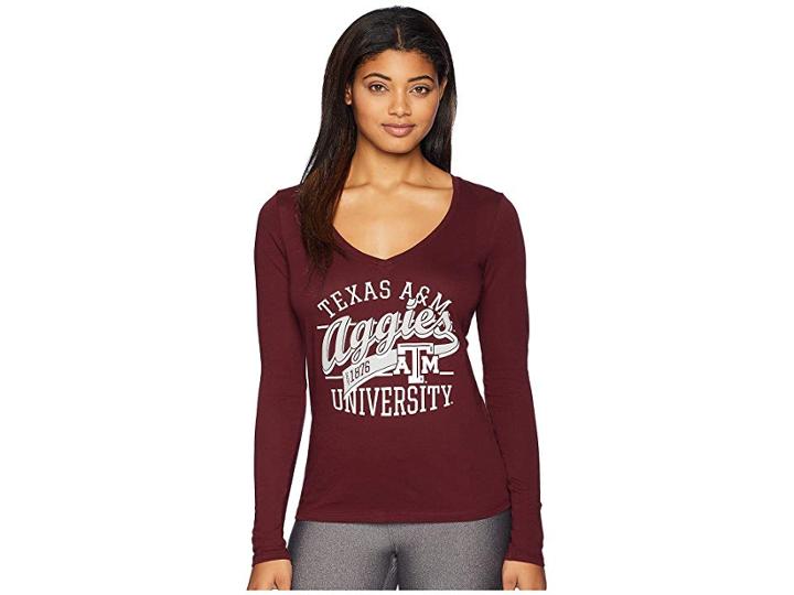Champion College Texas Am Aggies Long Sleeve V-neck Tee (maroon) Women's T Shirt