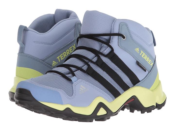 Adidas Outdoor Kids Terrex Ax2r Mid Cp (little Kid/big Kid) (chalk Blue/black/semi Frozen Yellow) Girls Shoes