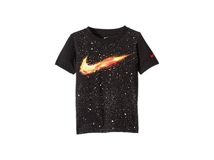 Nike Kids Fire Swoosh Short Sleeve Tee (little Kids) (black) Boy's T Shirt