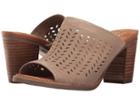 Toms Majorca Mule Sandal (desert Taupe Suede Perforated Leaf) Women's Clog/mule Shoes