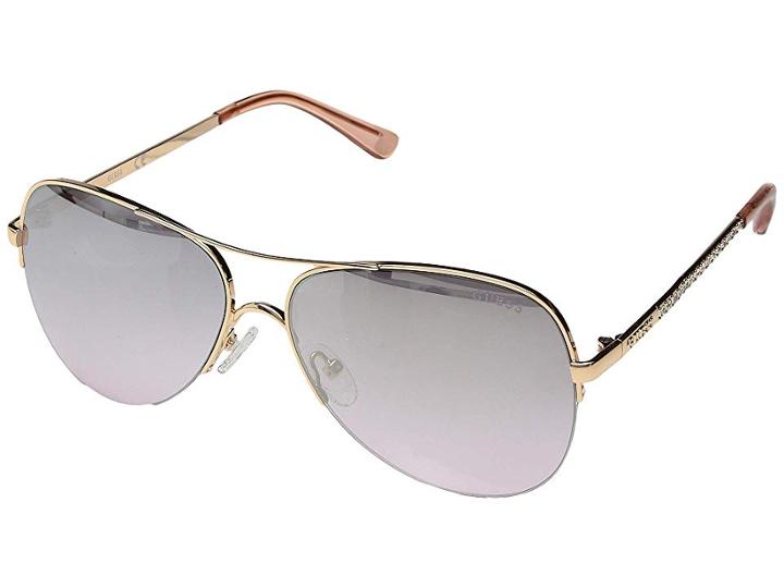 Guess Gf6079 (shiny Rose Gold/bordeaux Mirror) Fashion Sunglasses