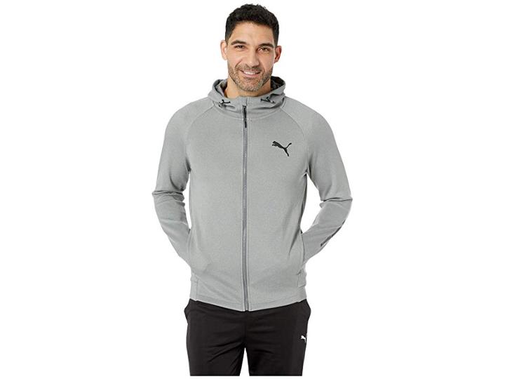 Puma Tec Sports Full Zip Hoodie (medium Grey Heather) Men's Sweatshirt