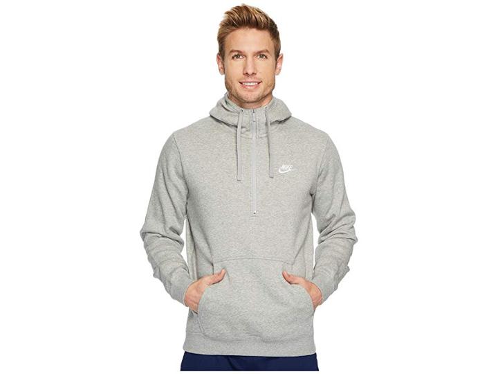 Nike Sportswear 1/2 Zip Hoodie (dark Grey Heather/dark Grey Heather/white) Men's Sweatshirt