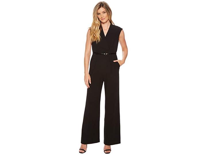 Calvin Klein Belted Jumpsuit Cd8c16hk (black) Women's Jumpsuit & Rompers One Piece