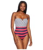 Tommy Bahama Channel Surf Mitered Bandeau One-piece (mare Navy) Women's Swimsuits One Piece