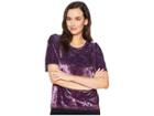 Lucky Brand Printed Velvet Top (berry Multi) Women's Clothing