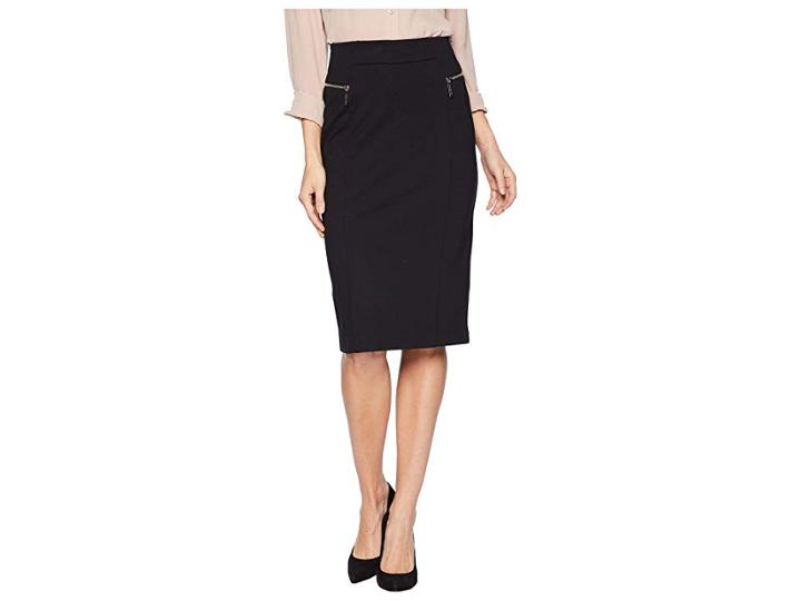 Michael Michael Kors Zip Ponte Long Pencil Skirt (black) Women's Skirt